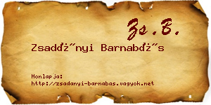 Zsadányi Barnabás névjegykártya